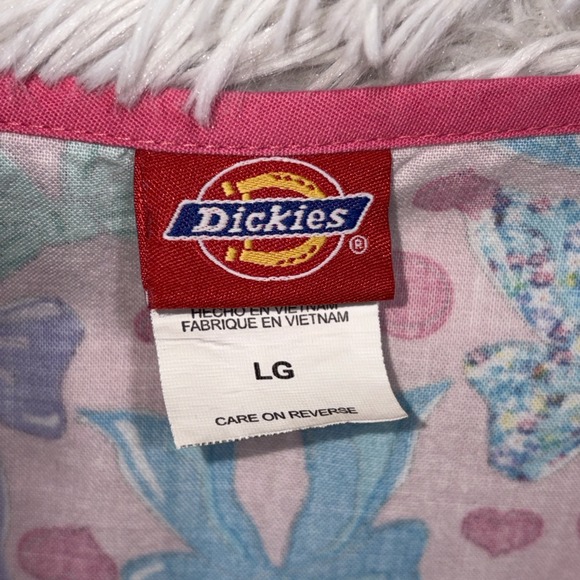 Dickies Scrub Top Women's Large Pink Bows Cotton Short Sleeve Nurse Medical - Picture 10 of 11